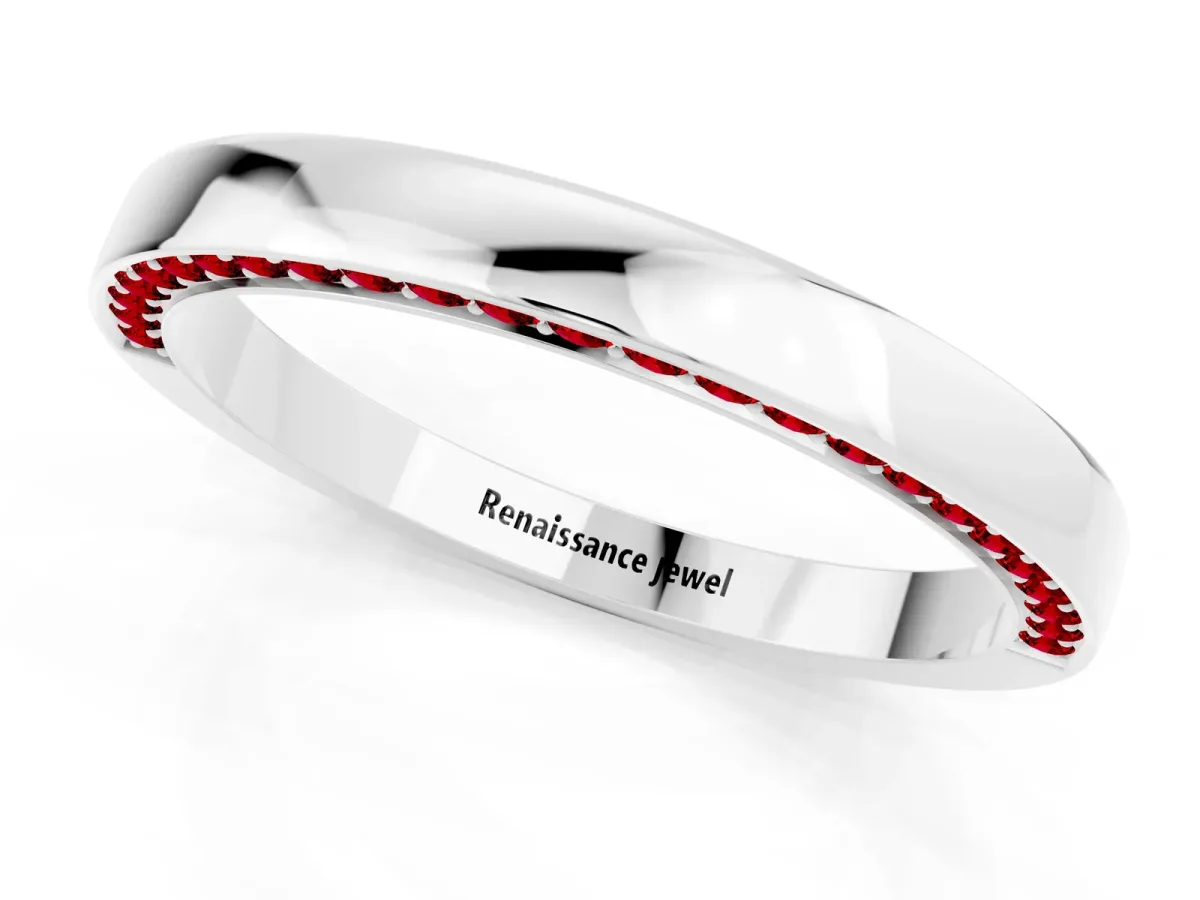 Pavé Round Ruby Channel Set Band Silver