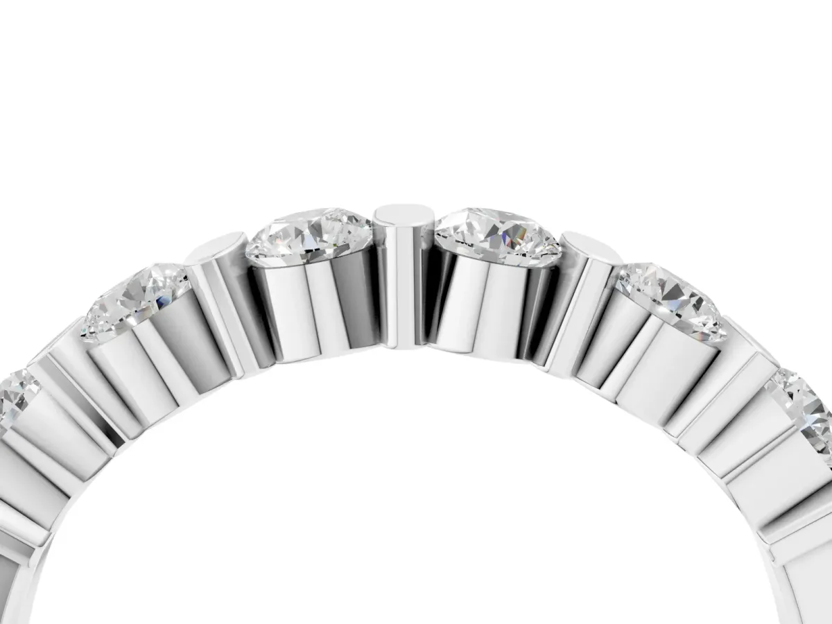 Channel Set Round Diamond Half Eternity Band White gold