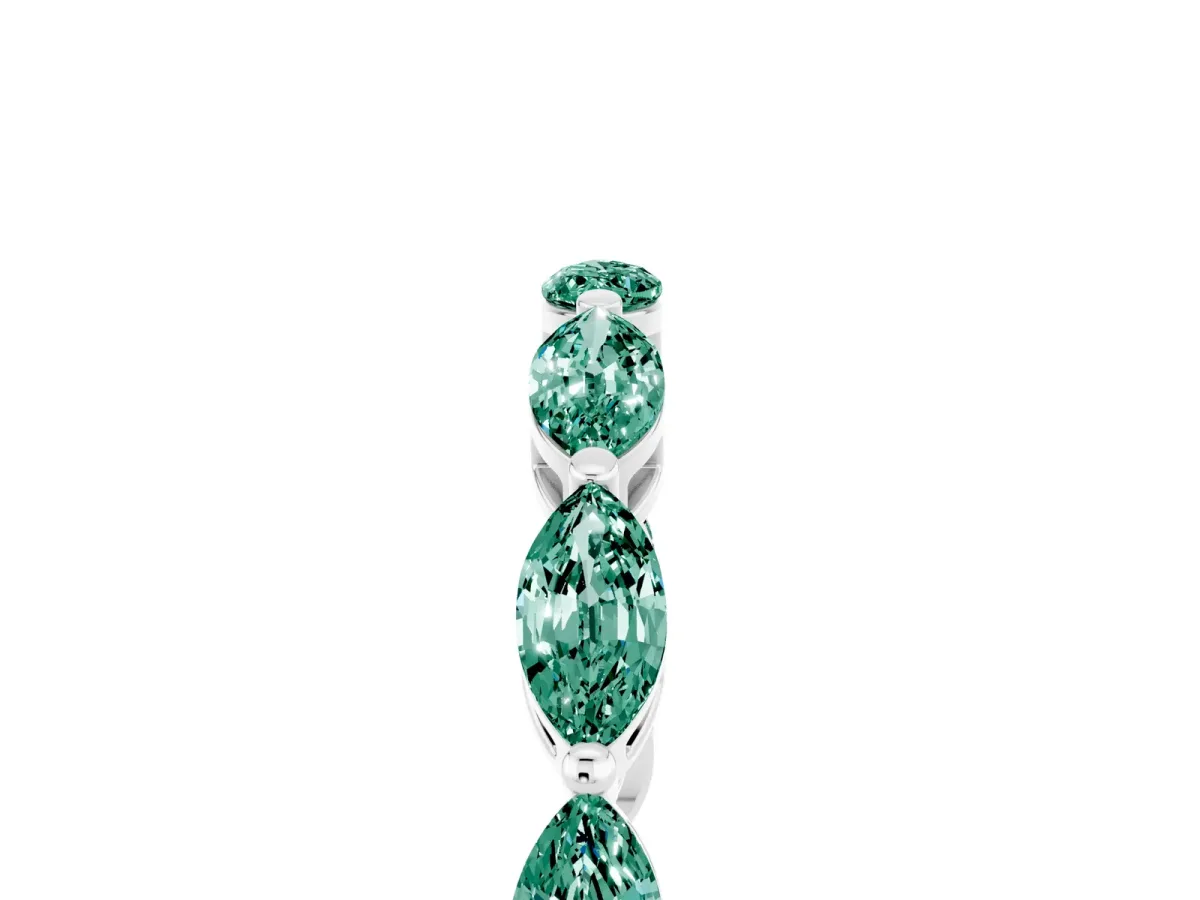 Marquise Green Sapphire Eternity Band with U-Prong Setting Silver