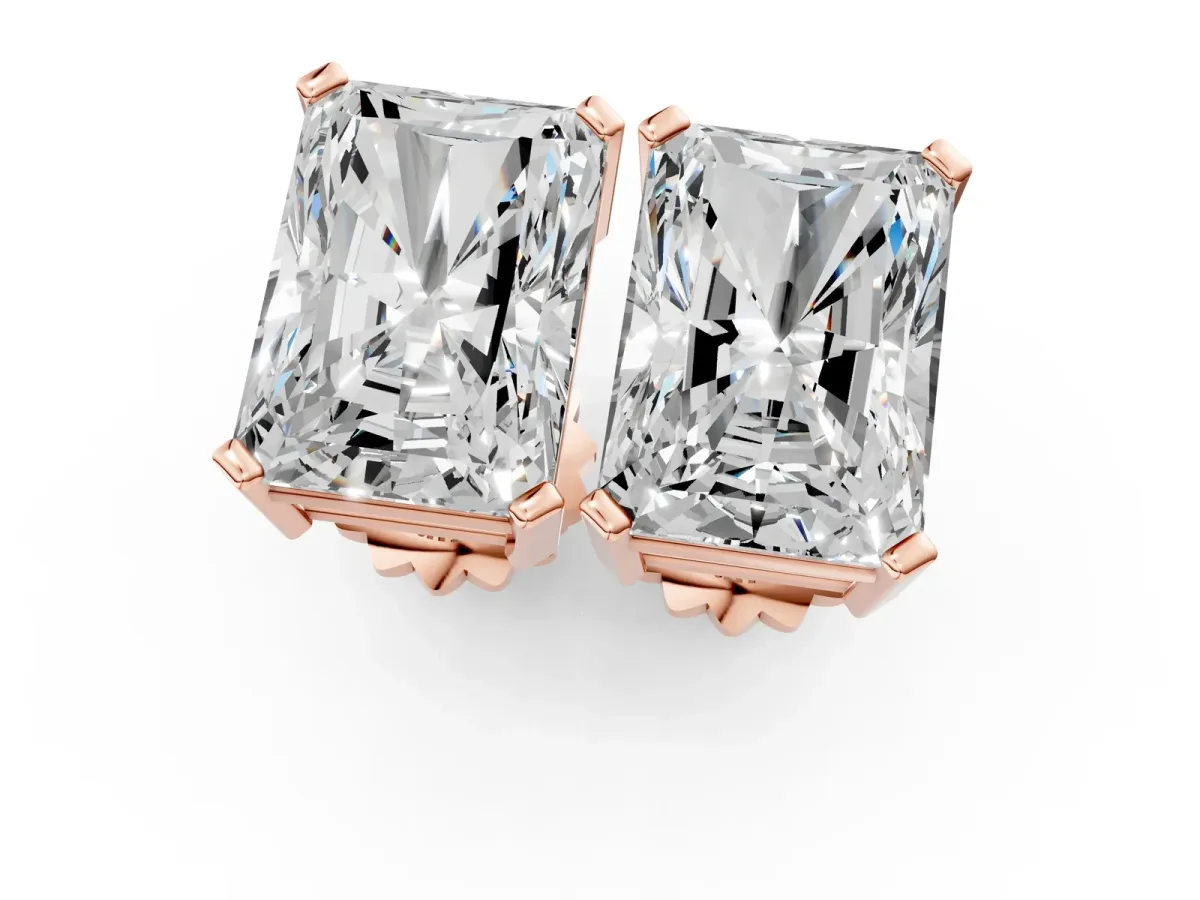 Radiant Cut Diamond Stud Earrings Rose gold