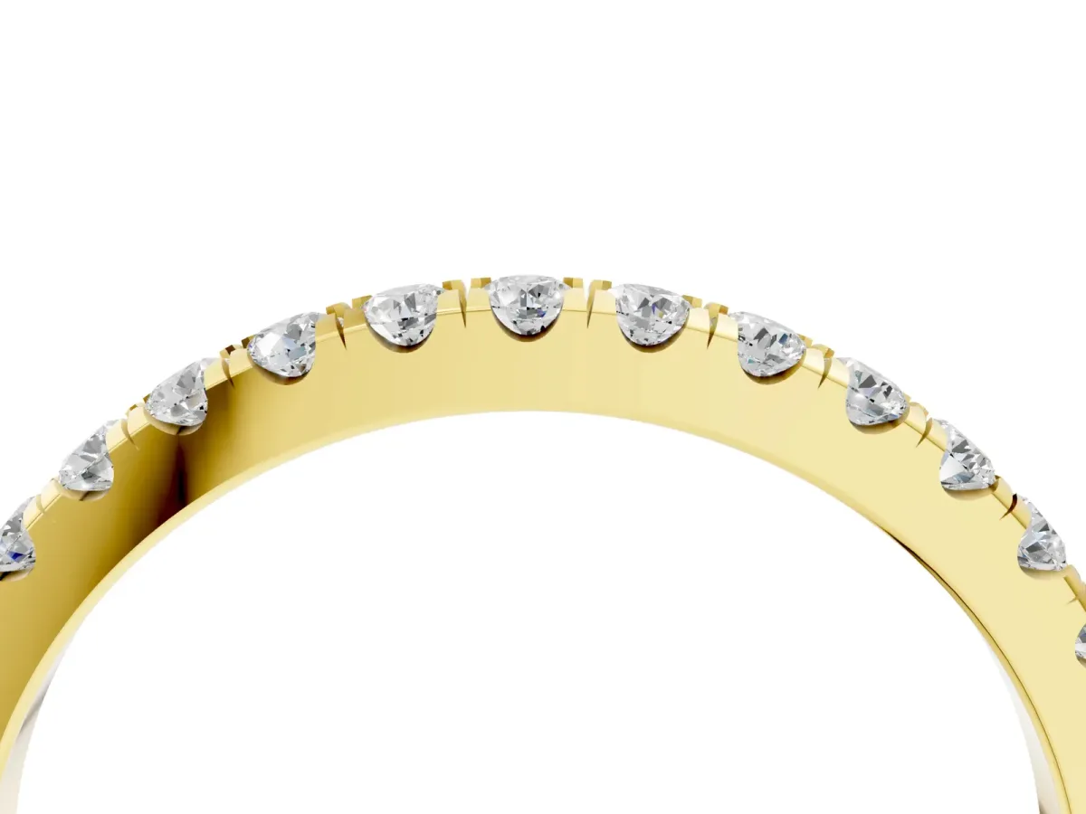Round Diamond Classic Half Eternity Band with Shared Prong Setting Yellow gold