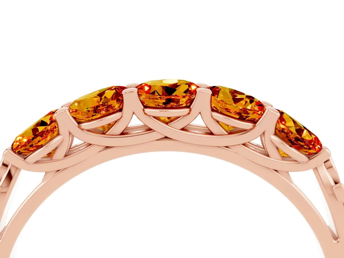 Five-Stone Round Citrine Prong-Set Band Rose gold