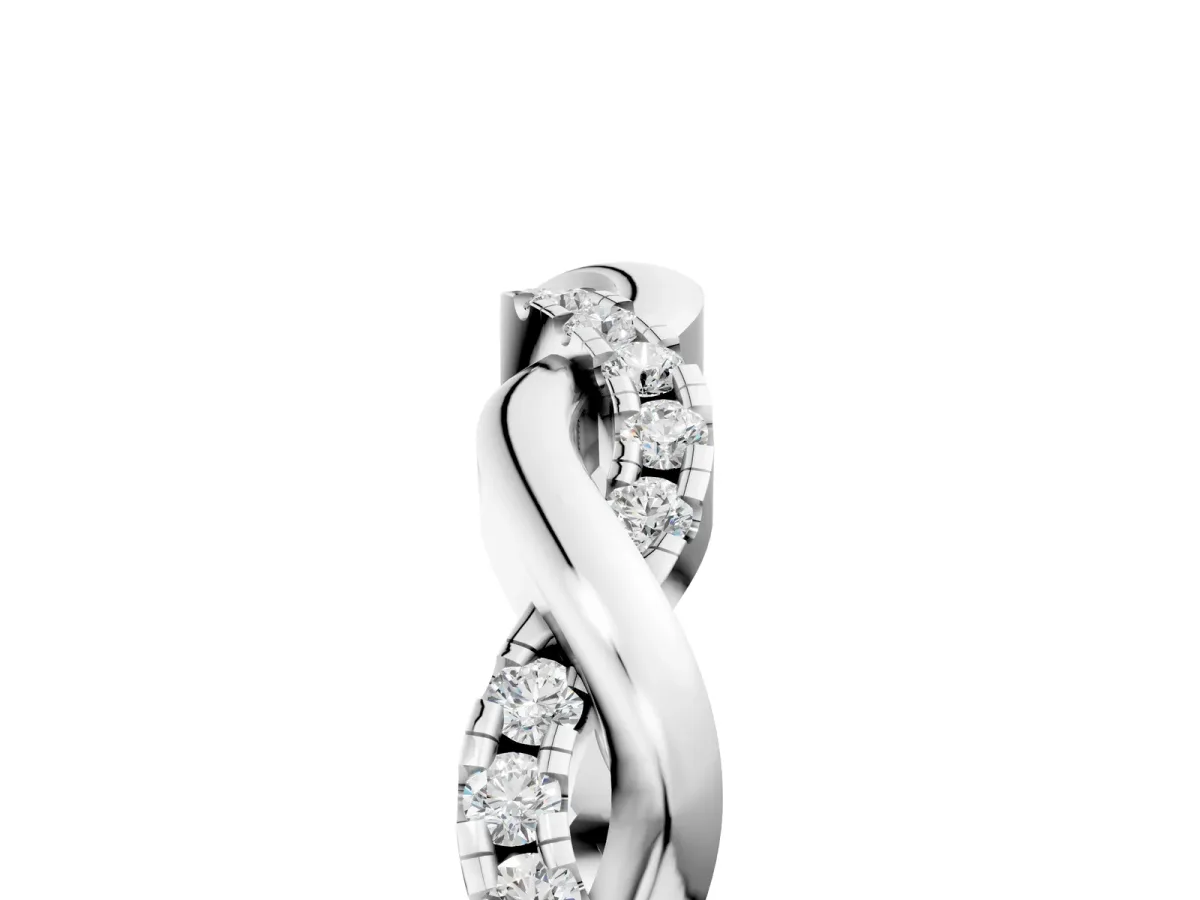 Round Diamond Twist Eternity Band with Pavé Setting Platinum