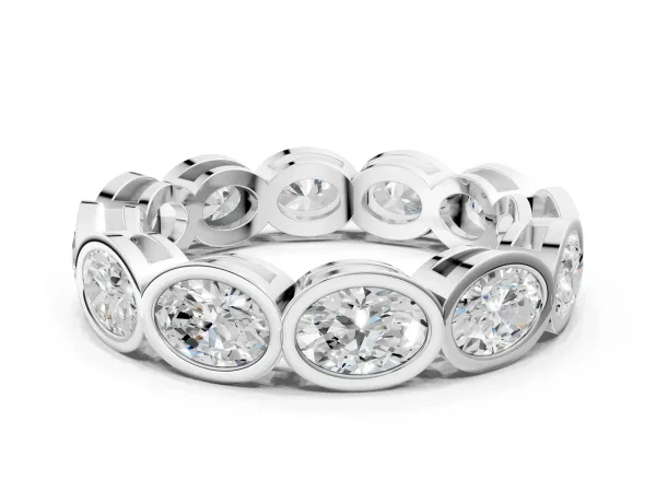 Oval Diamond Bezel Set Eternity Wedding Band Platinum