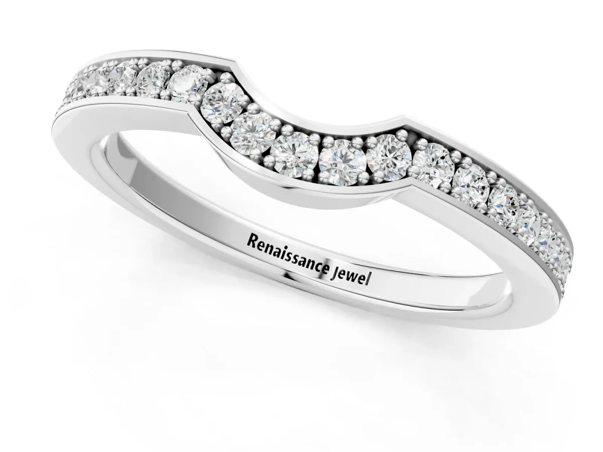 Pavé Round Diamond Contour Band with Channel Setting Platinum
