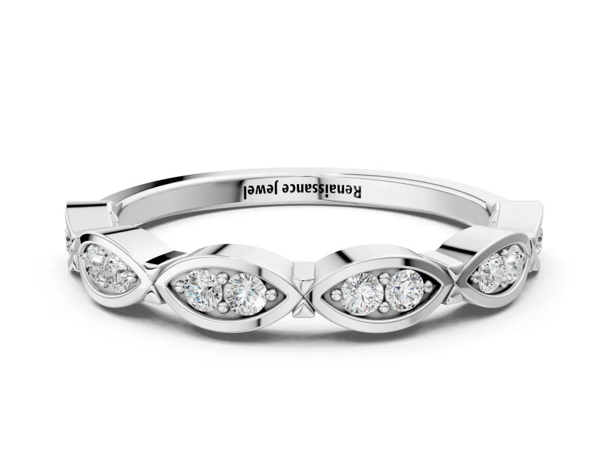 Marquise Diamond Bezel Set Eternity Band White gold