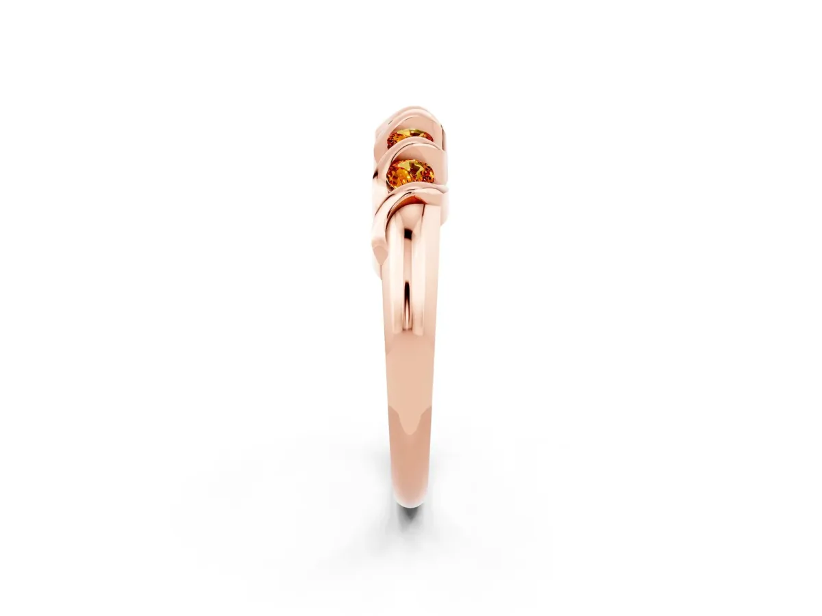 Round Citrine Eternity Band with Twist Prong Setting Rose gold