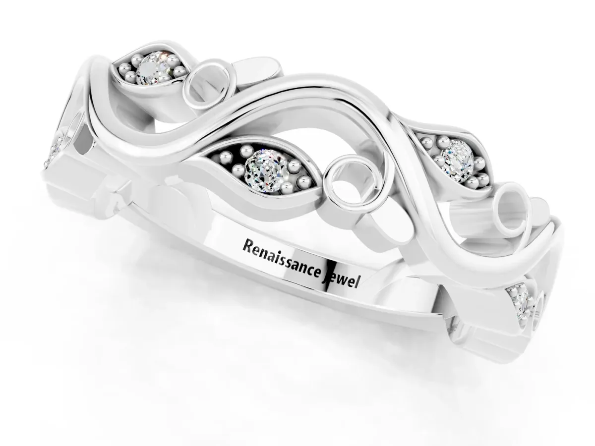 Marquise Moissanite Vine Eternity Band with Bezel Setting Silver