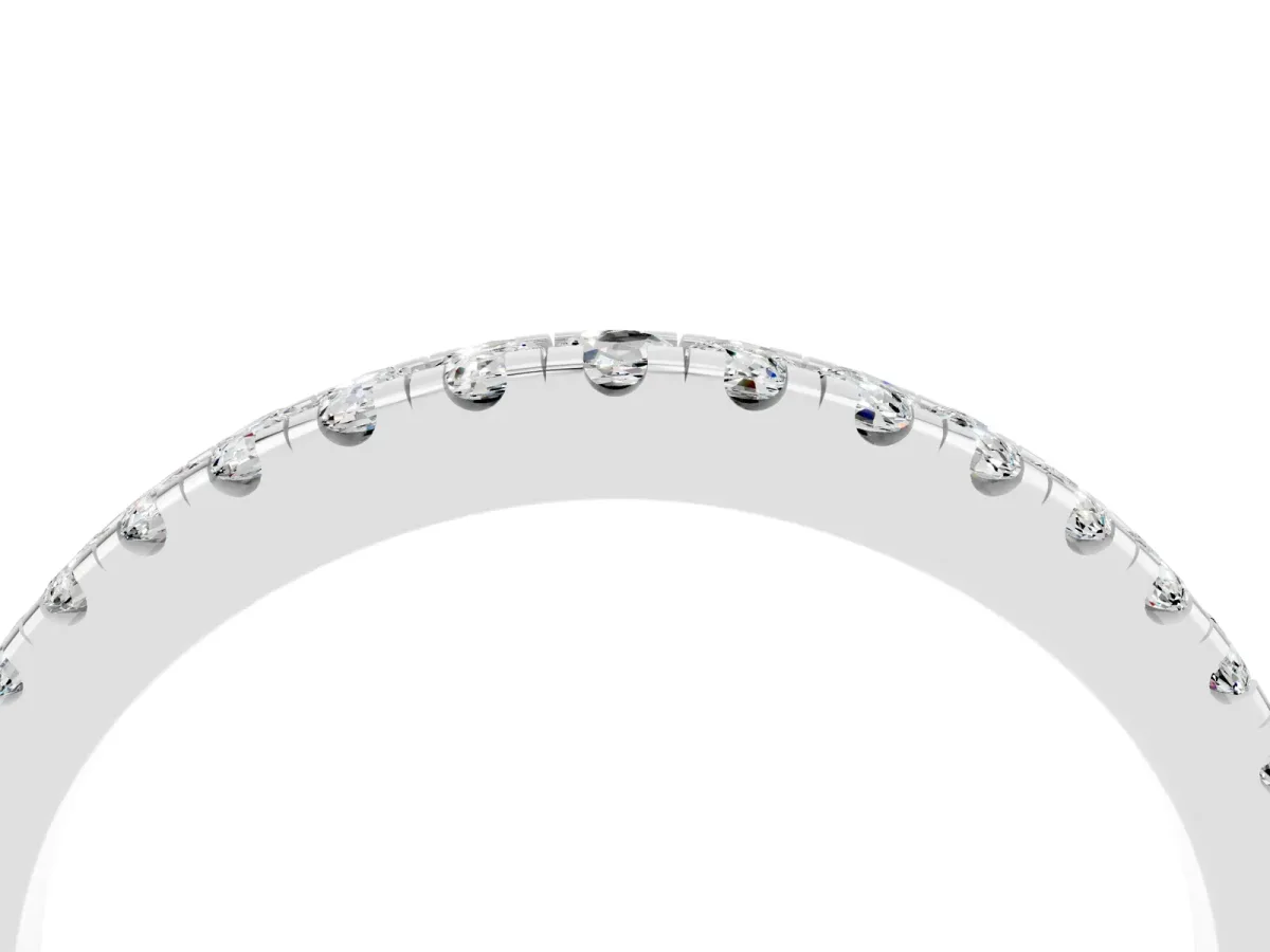 Round Moissanite Pavé Half Eternity Band with Shared Prong Setting Platinum