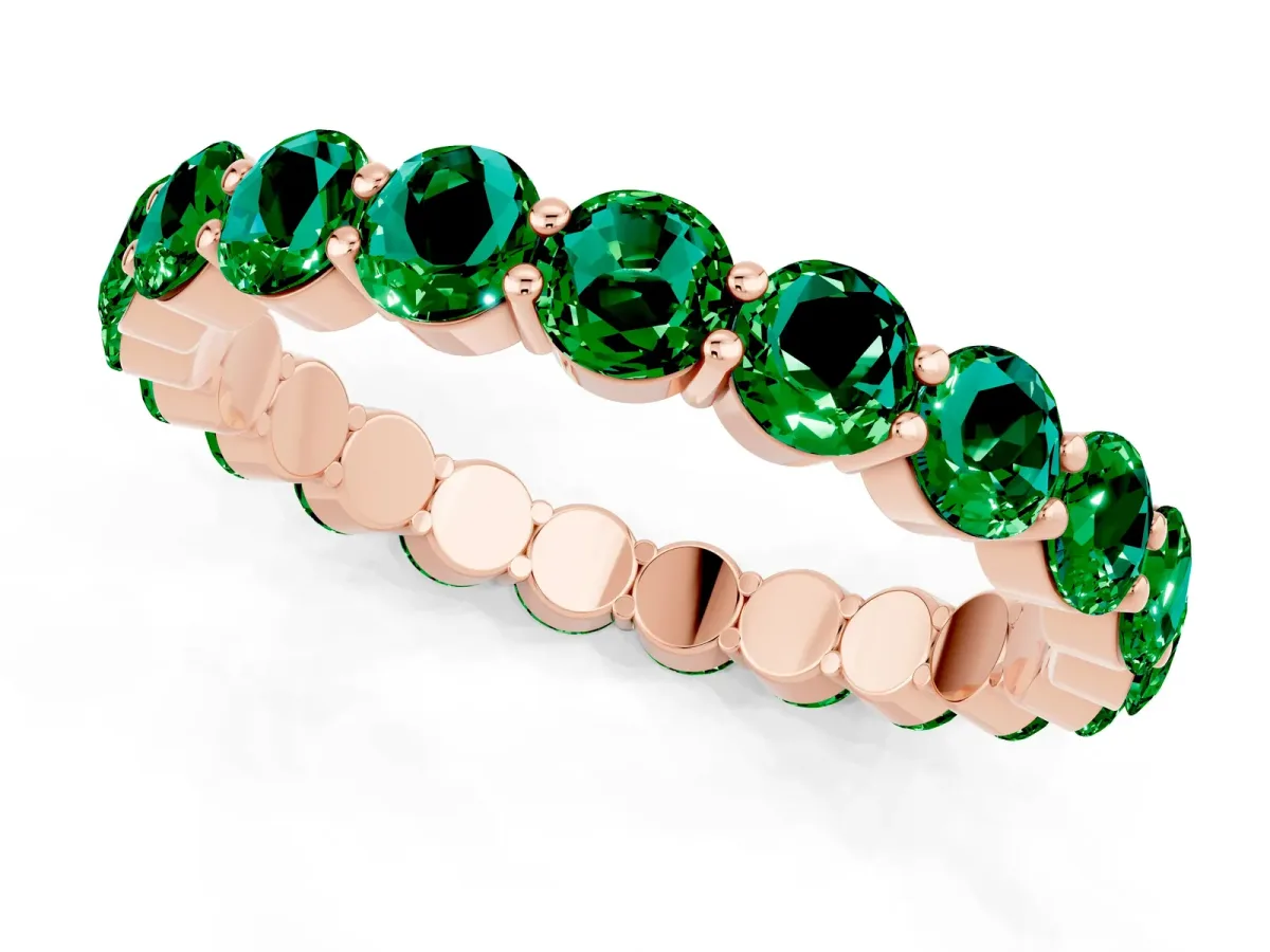 Round Emerald Eternity Band with U-Prong Setting Rose gold