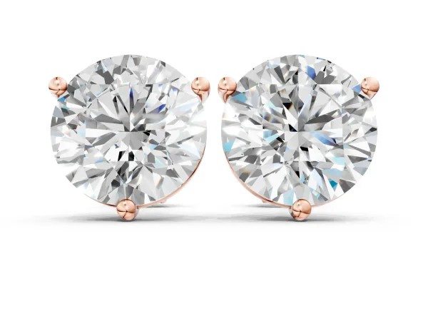 Round Brilliant Diamond Martini Stud Earrings Rose gold