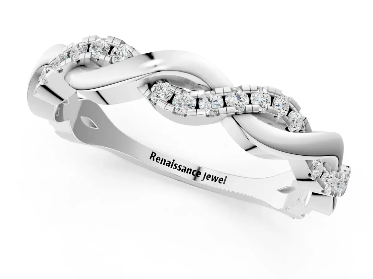 Round Diamond Twist Eternity Band with Pavé Setting Platinum