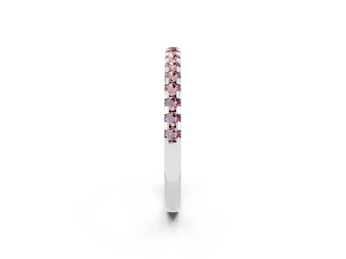 Round Morganite Pavé Set Eternity Band with Micro Prong Setting Platinum