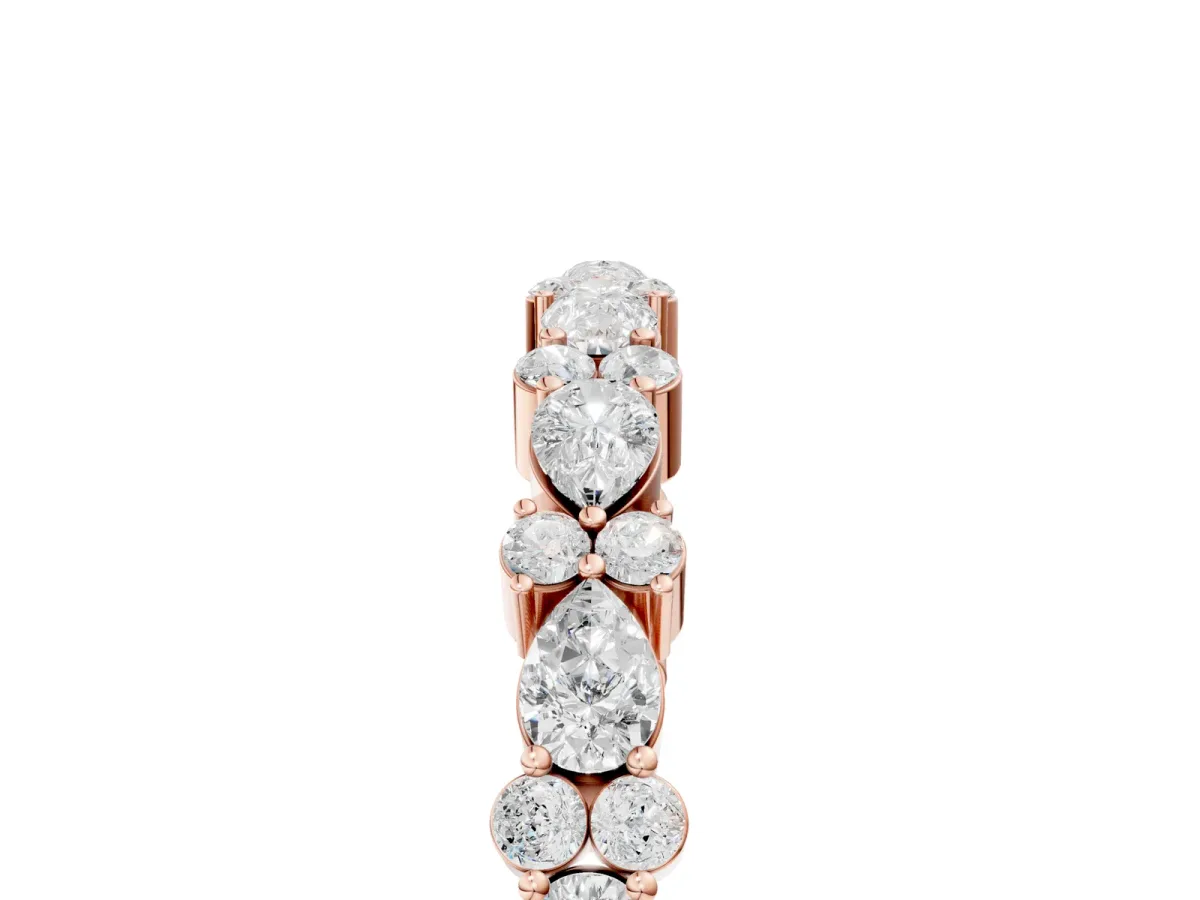 Pear and Round Diamond Wedding Band Rose gold