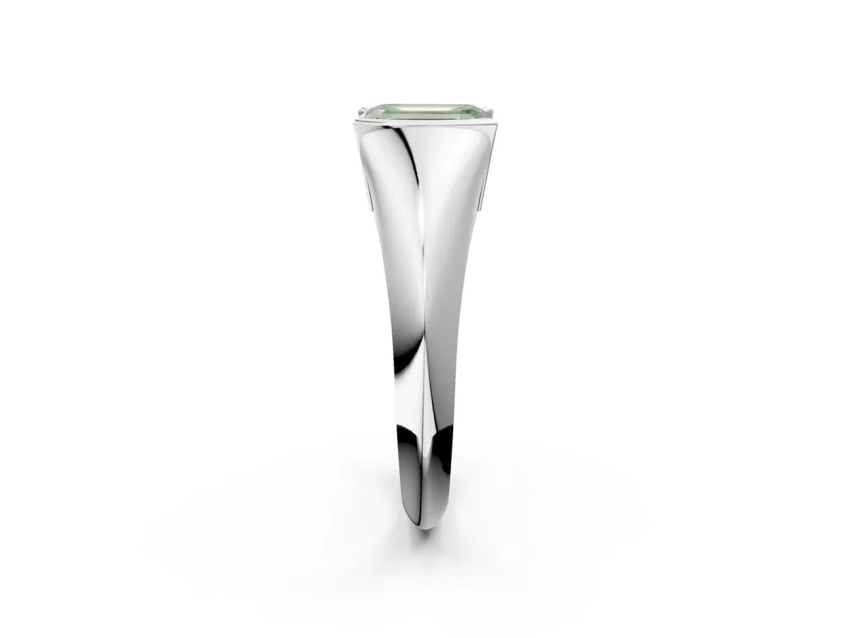 Fancy Green Emerald Cut Solitaire Tension Set Diamond Ring Platinum