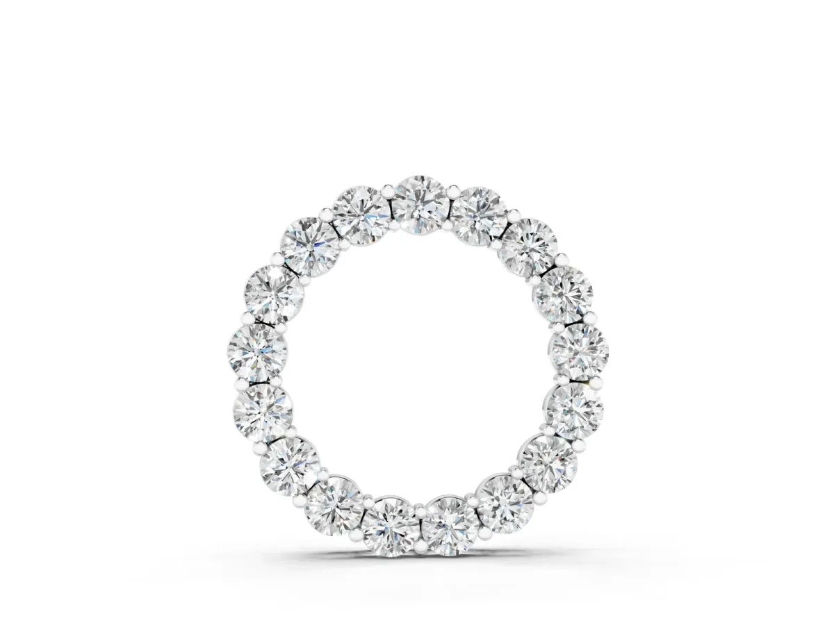 Round Diamond Prong-Set Circle Pendant Silver