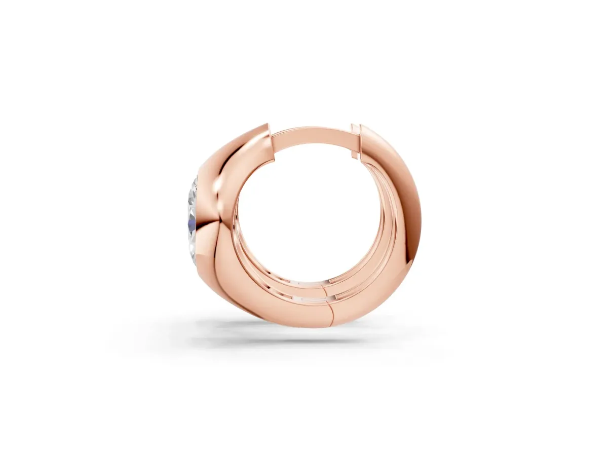 Oval Diamond Framed Huggie Hoop Earrings Rose gold