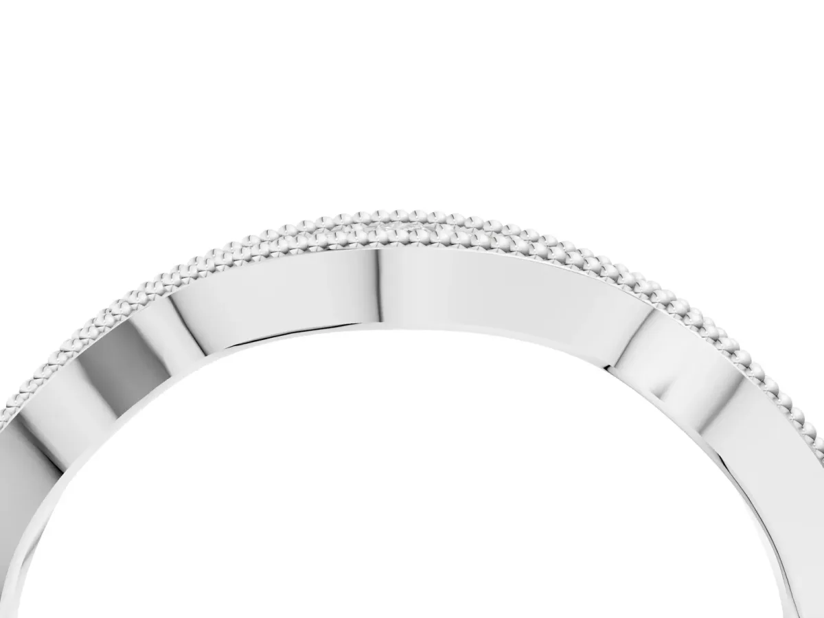 Milgrain Diamond Marquise Curved Band with Pavé Setting Platinum