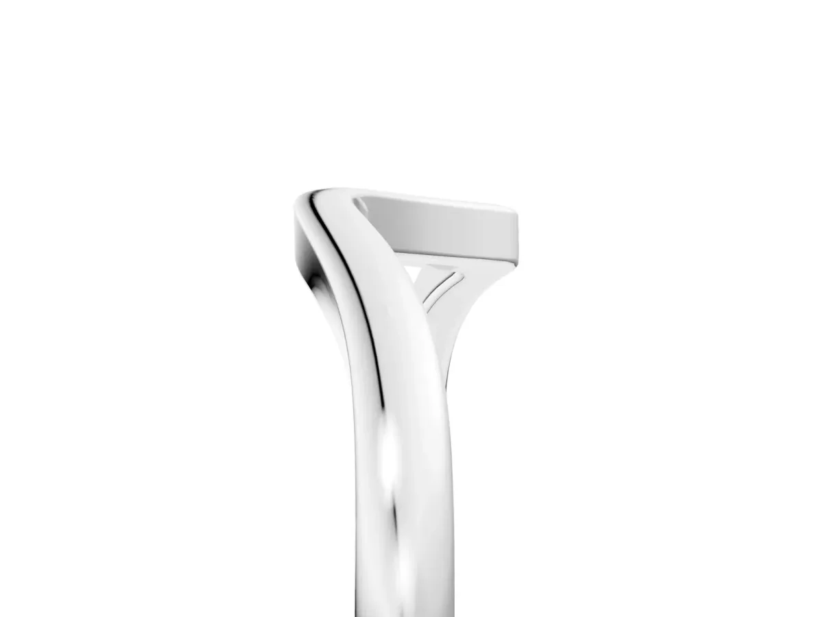 Curved Solitaire Band with Round Stone Setting Silver