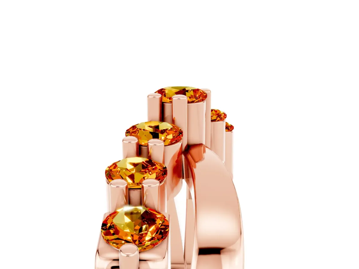 Round Citrine Prong-Set Crossover Band Rose gold