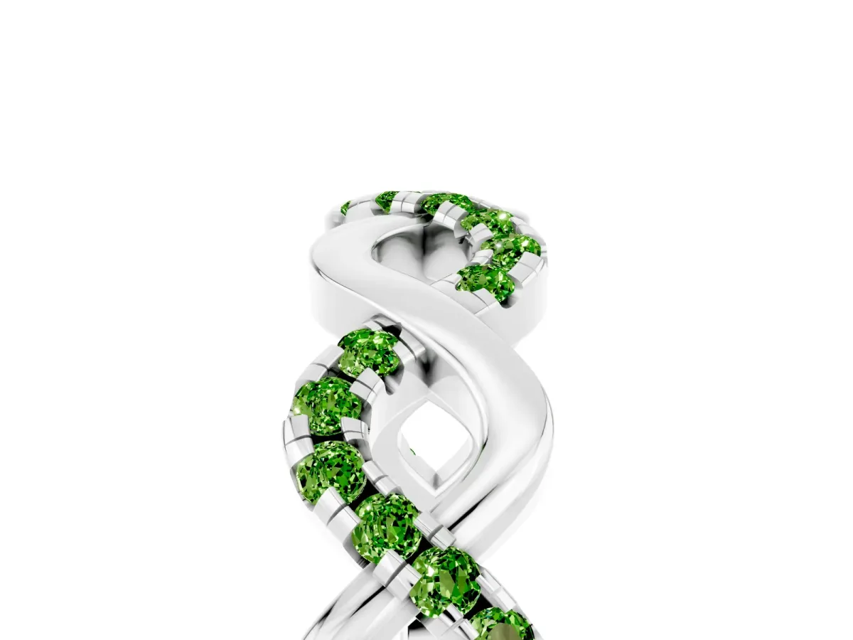 Twist Infinity Round Peridot Band with Pavé Setting Silver