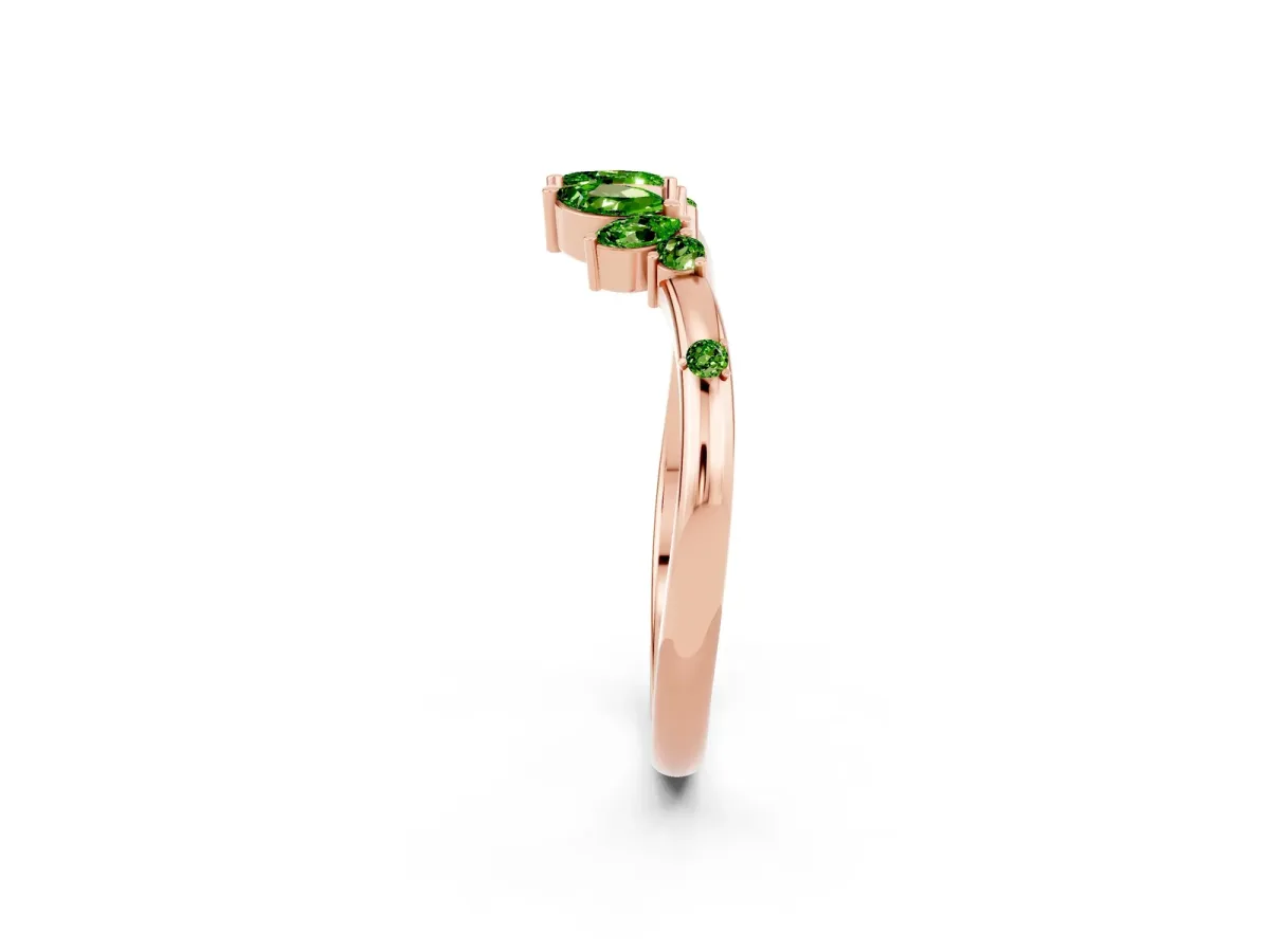 Open Marquise Cluster Peridot Band with Prong Setting Rose gold