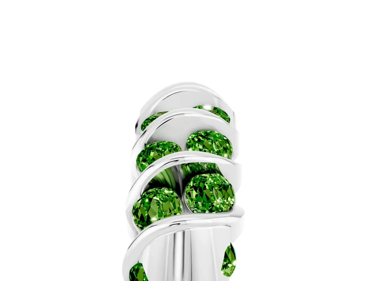 Channel Set Round Peridot Multi-Row Band White gold