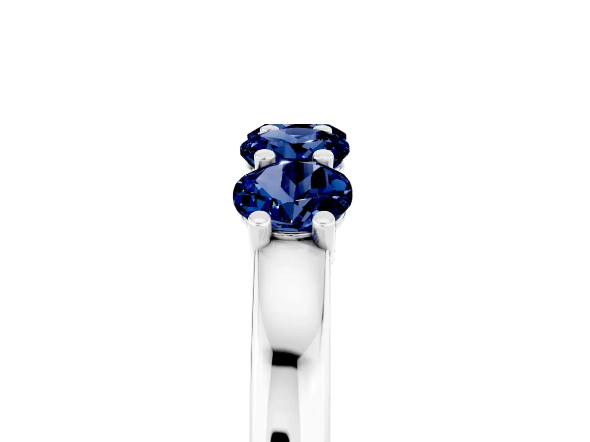 Four-Stone Round Blue Sapphire Prong-Set Band White gold