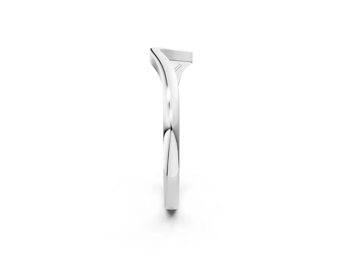 Curved Solitaire Band with Round Stone Setting Silver