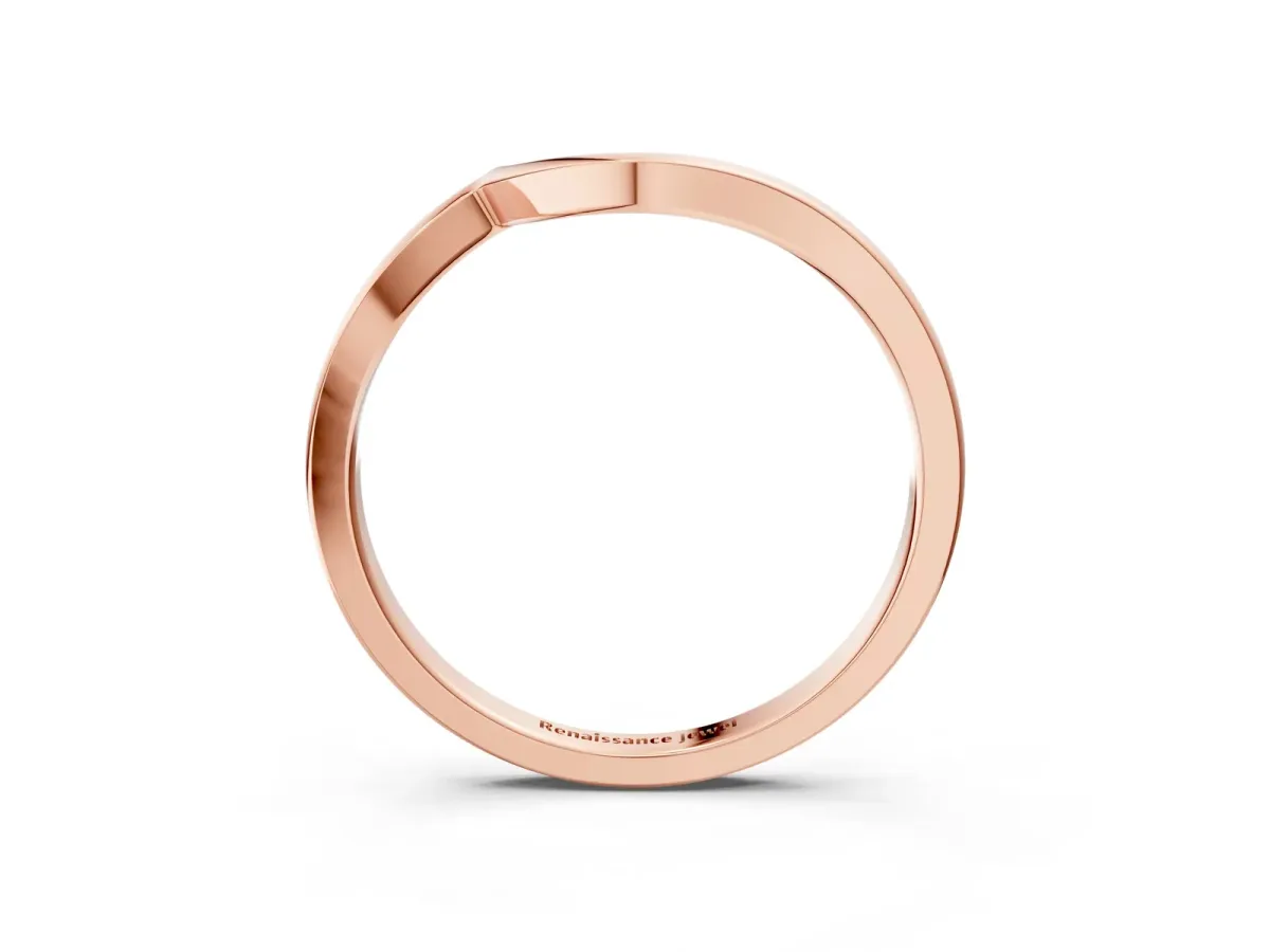 Curved Solitaire Band with Round Stone Setting Rose gold