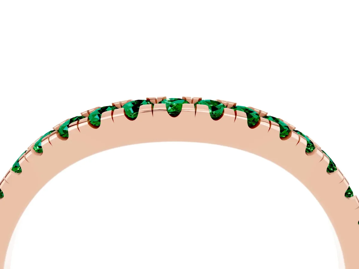 Emerald Pavé Curved Wedding Band Rose gold