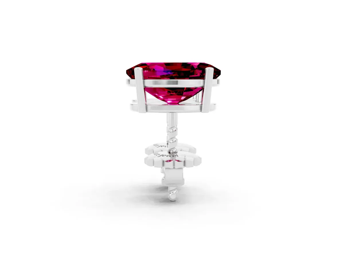 Oval Cut Garnet Stud Earrings Silver