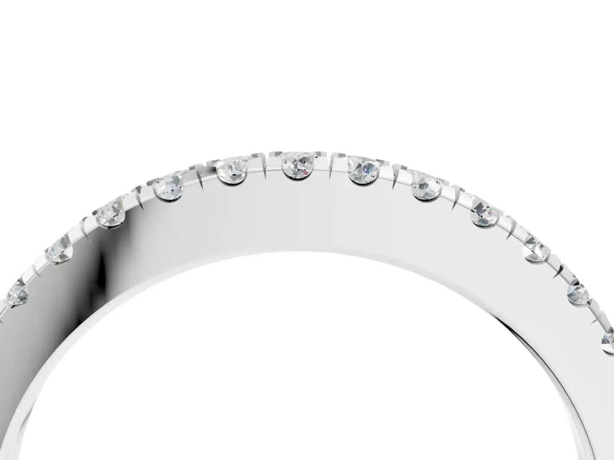 Round Diamond Pavé Eternity Band with U-Prong Setting Silver