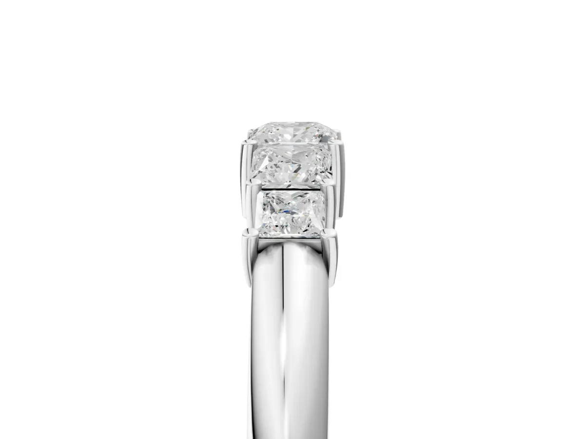 Princess Cut Five-Stone Prong Set Diamond Band White gold
