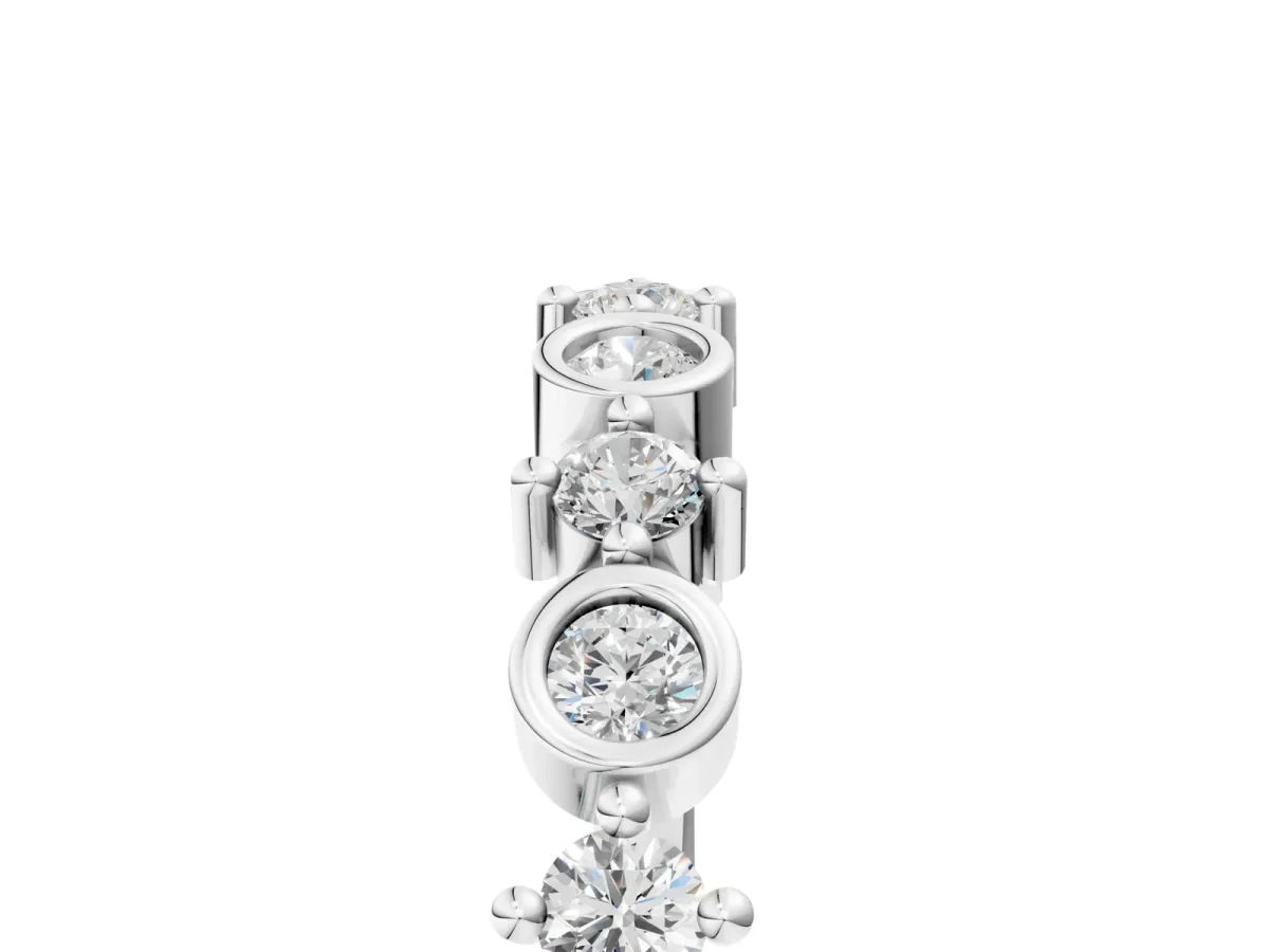 Bezel and Prong Set Round Diamond Half Eternity Band White gold