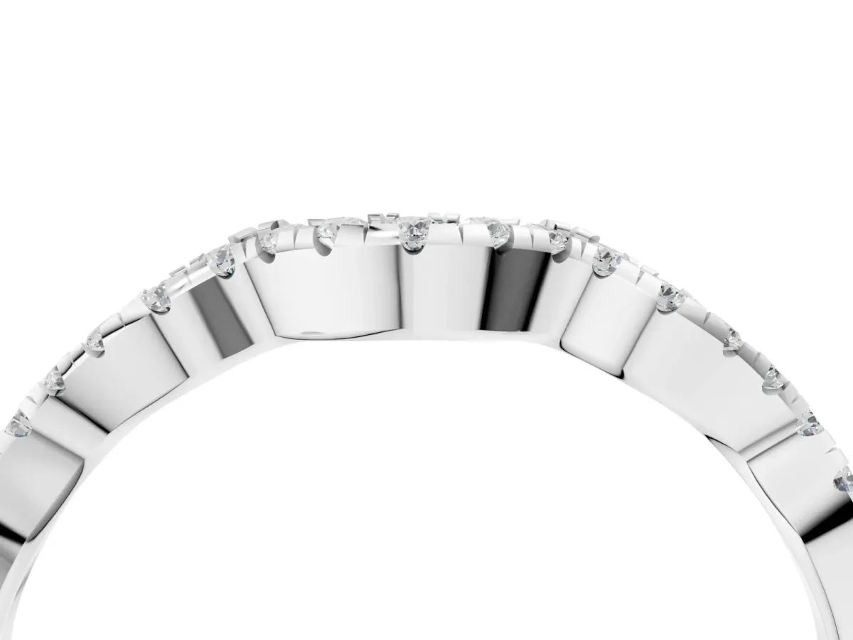 Pavé Round Diamond Curved Eternity Band White gold