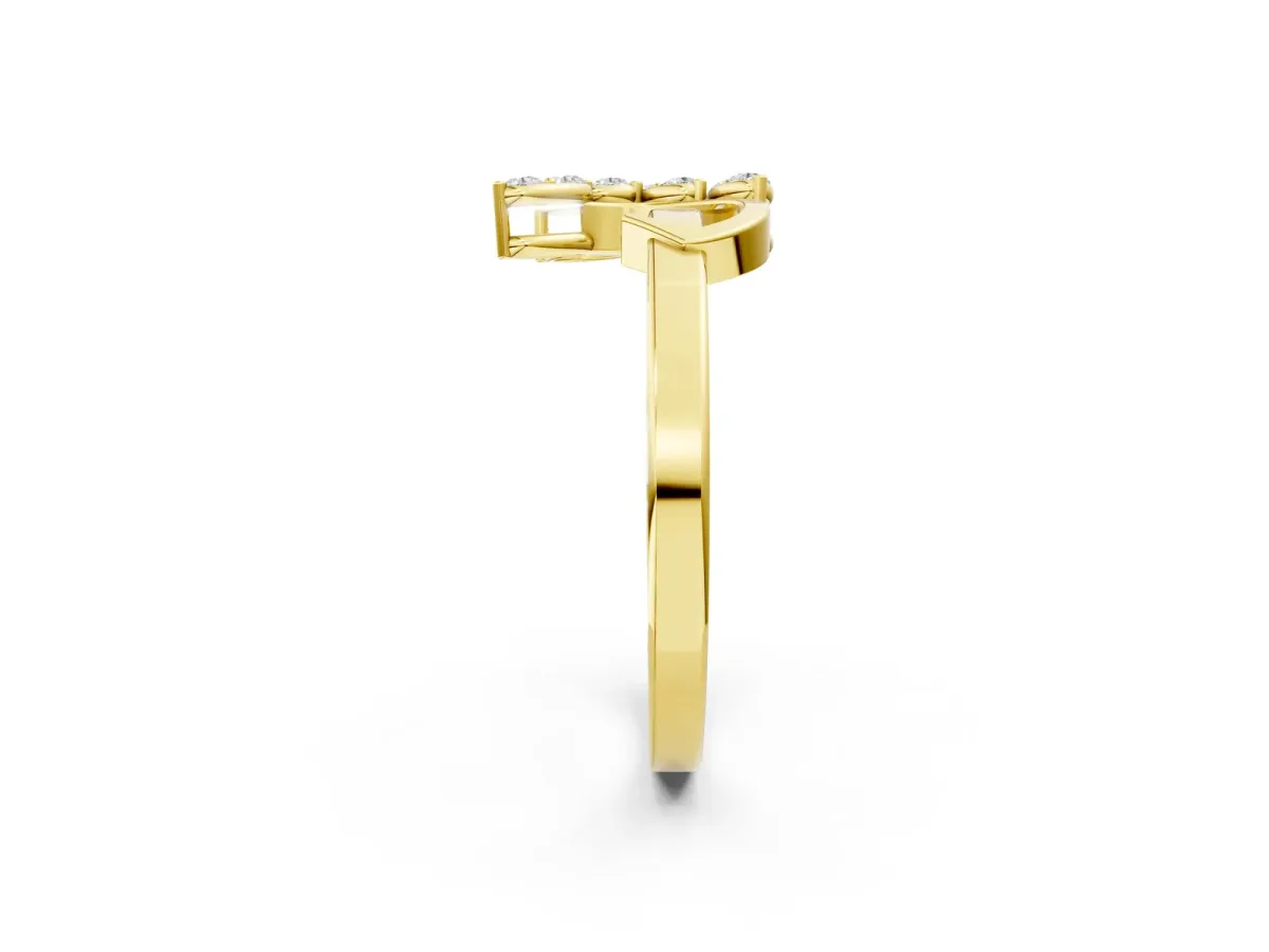 Marquise Diamond Cluster Bypass Ring with Prong Setting Yellow gold