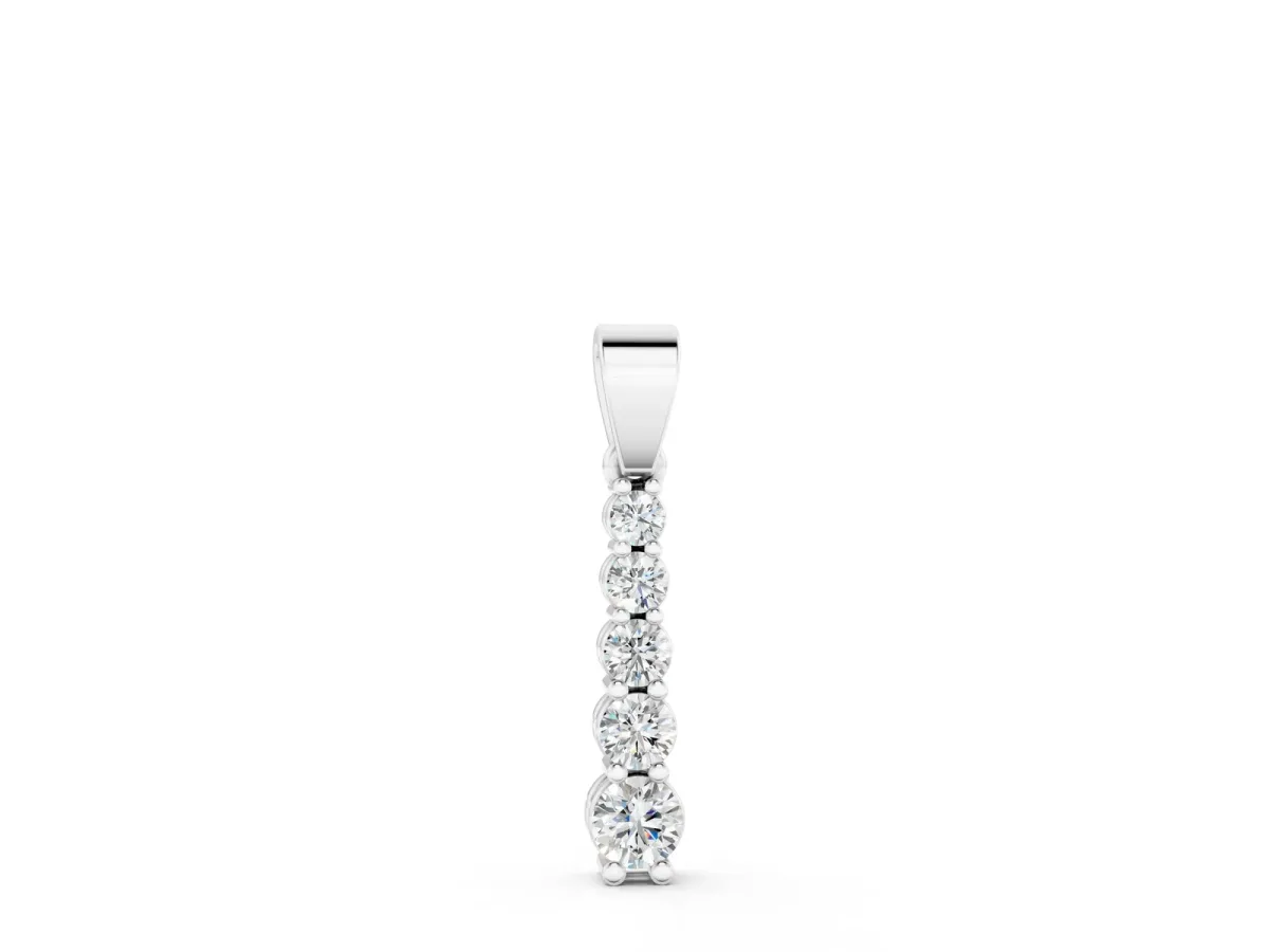 Round Diamond Vertical Pendant with Prong Setting White gold