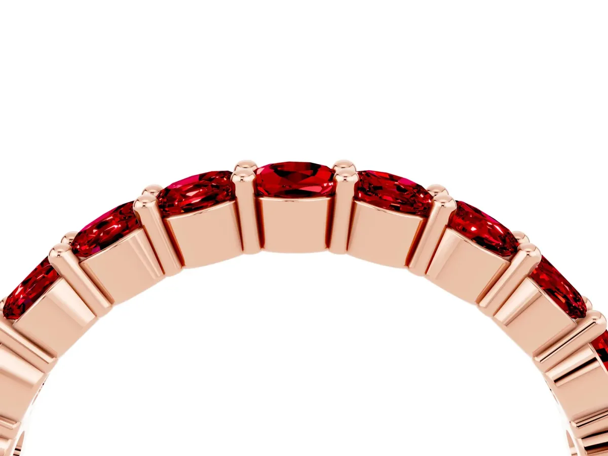 Round Ruby Half Eternity Band with Prong Setting Rose gold
