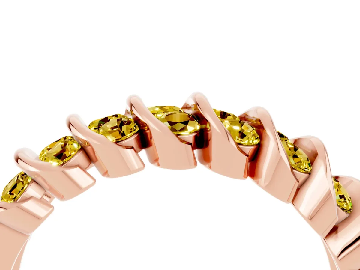 Channel Set Round Yellow Sapphire Multi-Row Band Rose gold