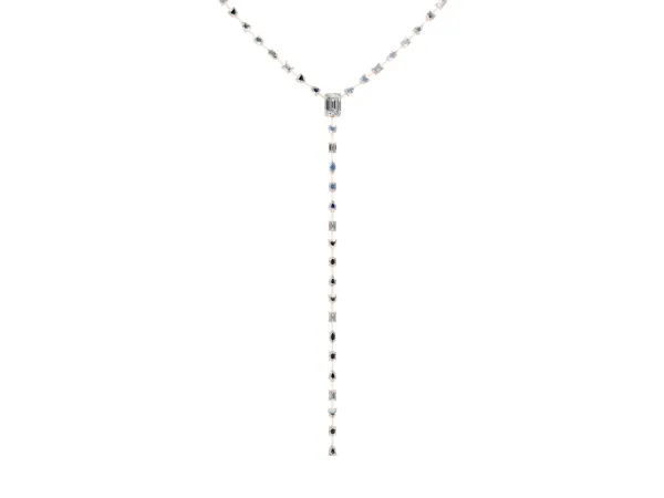 Mixed Shape Diamond Lariat Necklace with Station Accents Rose gold