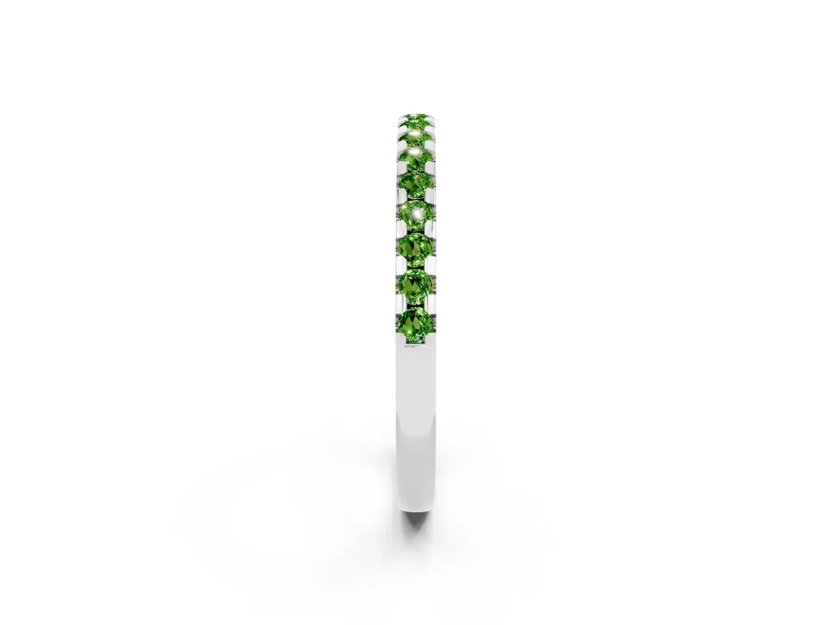 Round Peridot Pavé Set Eternity Band with Micro Prong Setting White gold