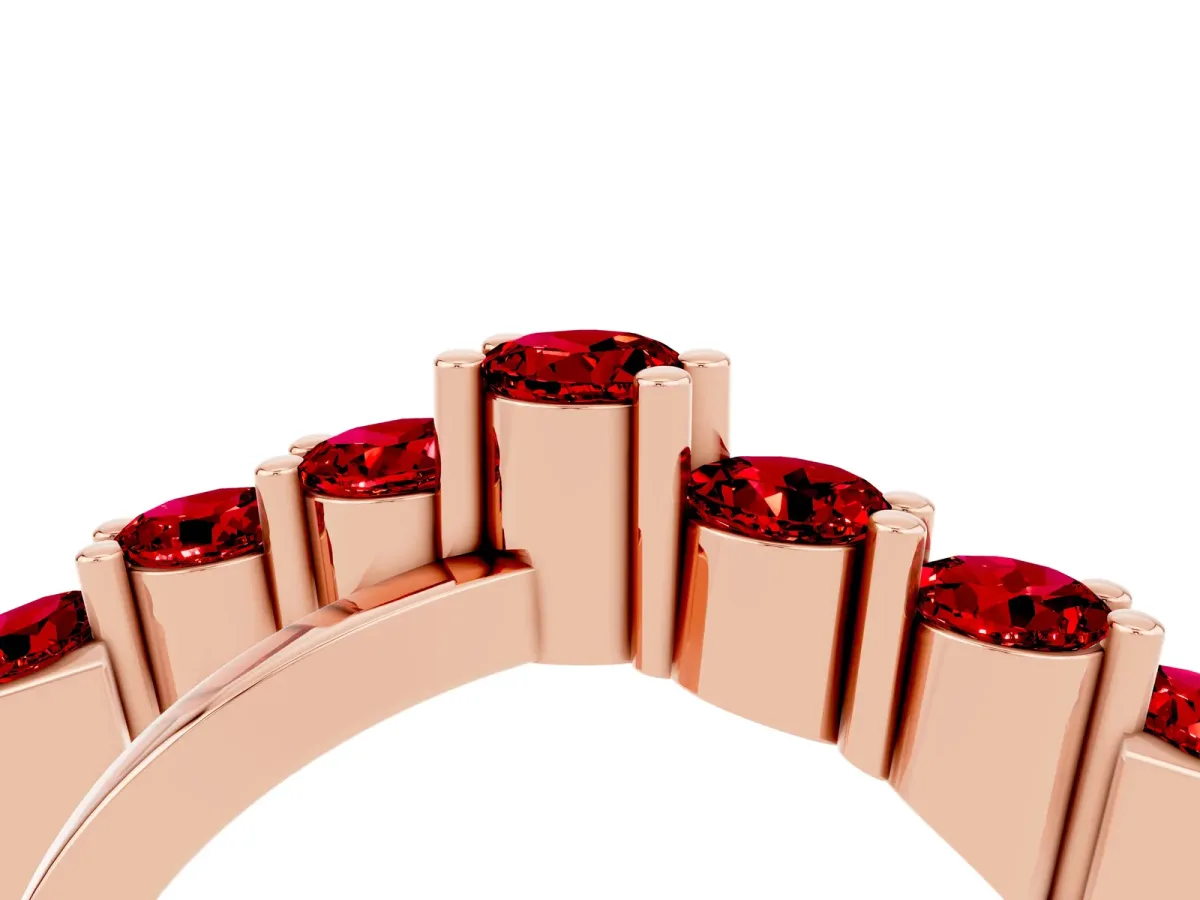 Round Ruby Prong-Set Crossover Band Rose gold