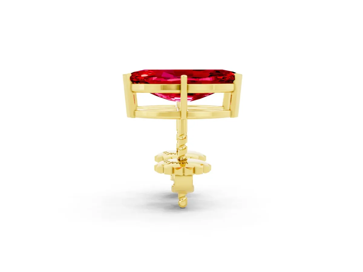 Marquise Cut Ruby Stud Earrings Yellow gold
