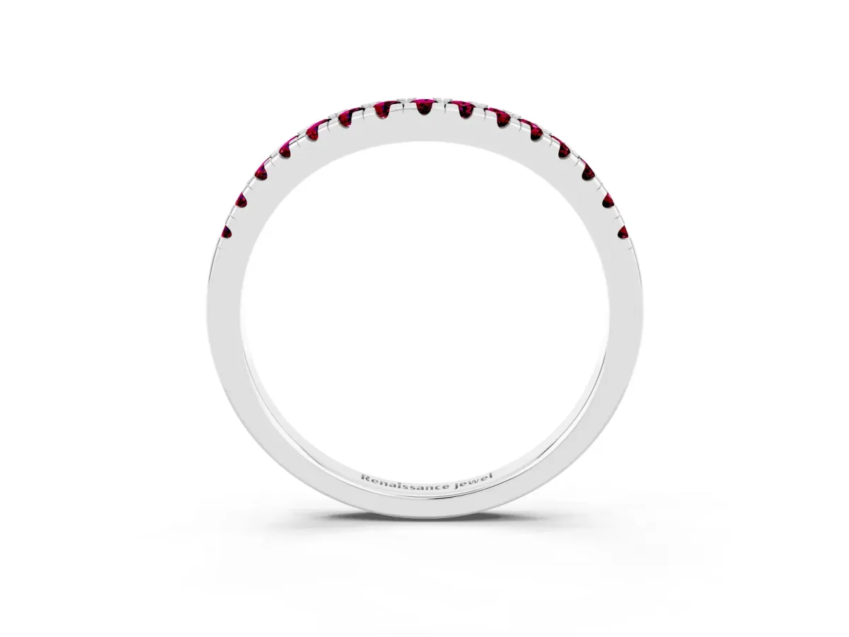 Garnet Pavé Curved Wedding Band Platinum