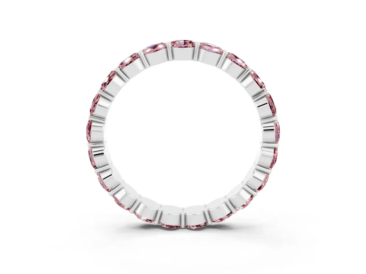 Round Morganite Eternity Band with U-Prong Setting Silver