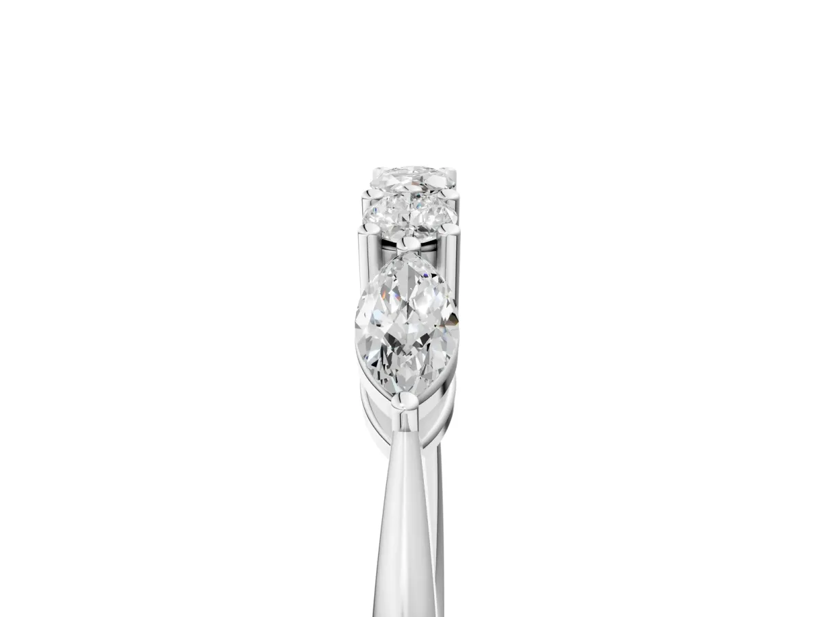 Prong Set Round Diamond Half-Eternity Band Platinum