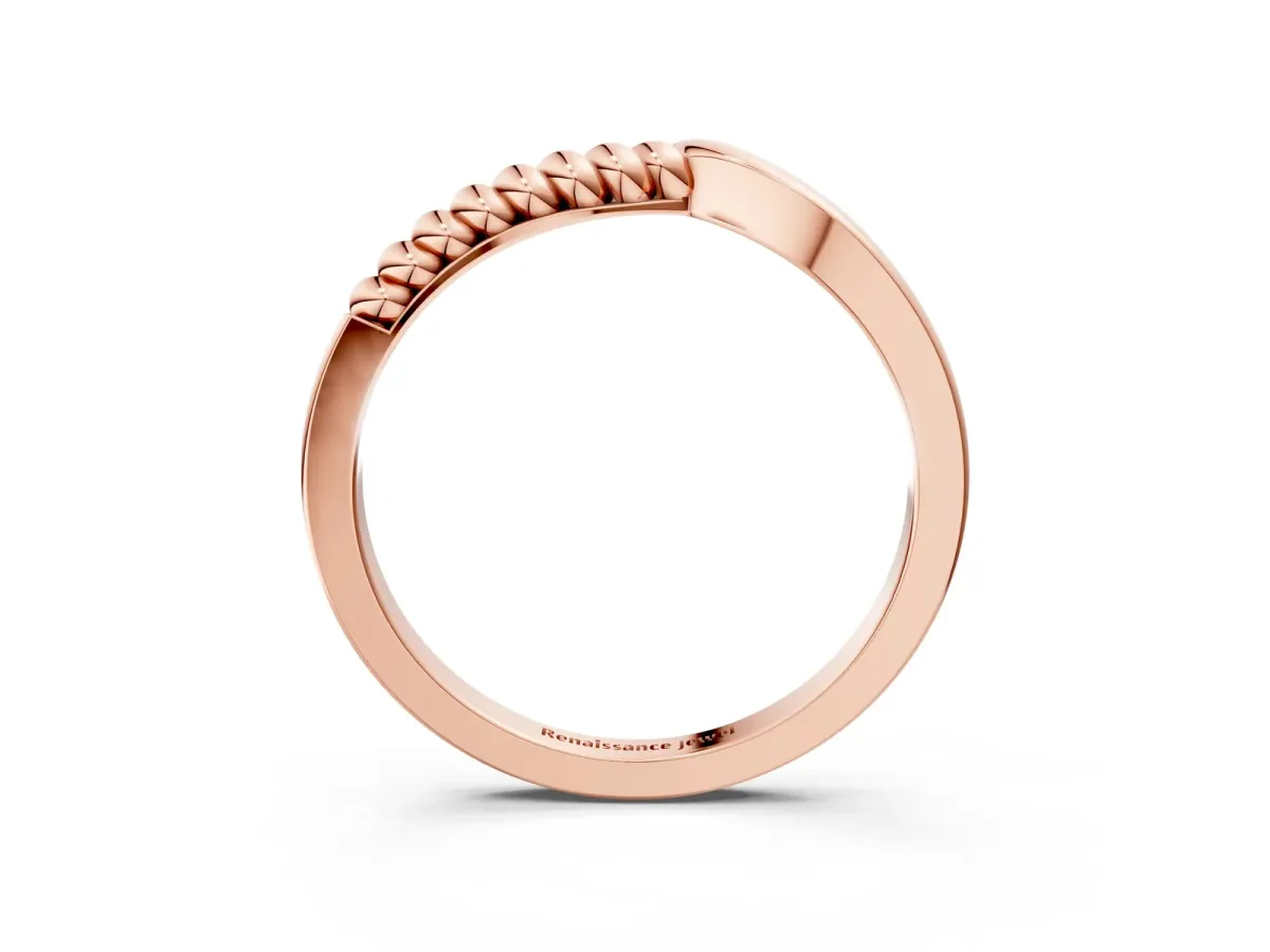 Twisted Solitaire Round Cut Knife Edge Prong Ring Rose gold