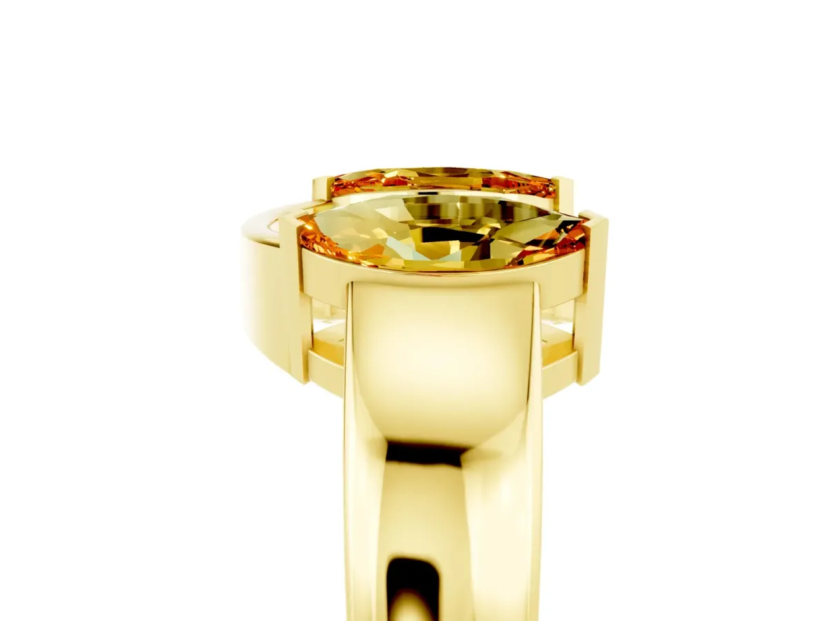 Marquise Citrine Open Band Ring with Tension Setting Yellow gold