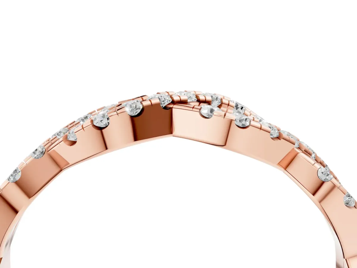 Round Diamond Twisted Eternity Band with Pavé and Shared Prong Setting Rose gold